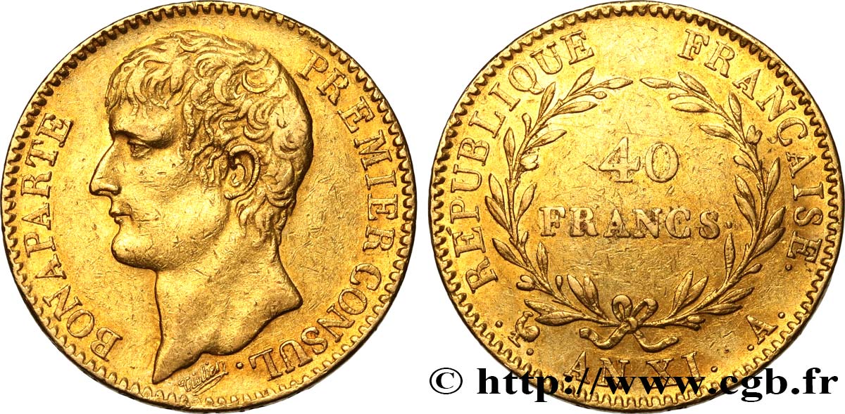 40 francs or Bonaparte Premier Consul 1803 Paris F.536/1 SS50 