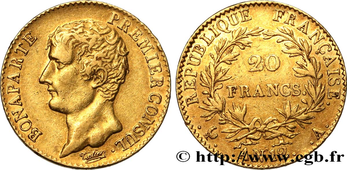 20 francs or Bonaparte Premier Consul 1804 Paris F.510/2 SS45 
