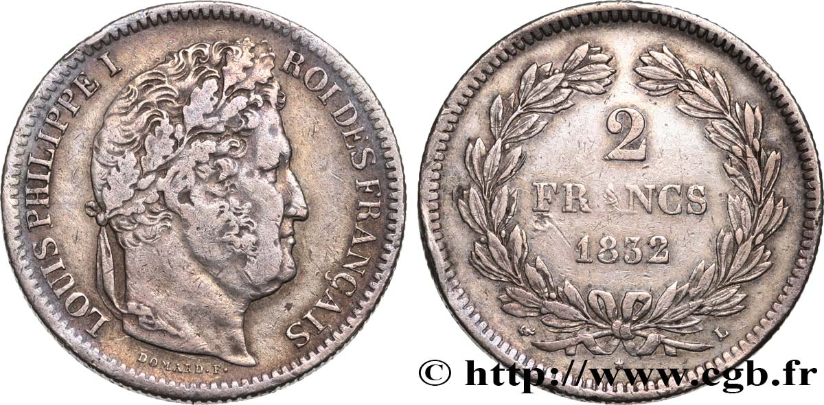 2 francs Louis-Philippe 1832 Bayonne F.260/11 SS40 