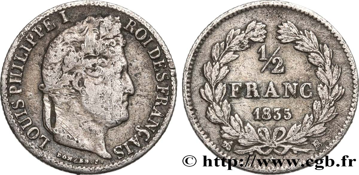 1/2 franc Louis-Philippe 1835 Rouen F.182/55 S25 