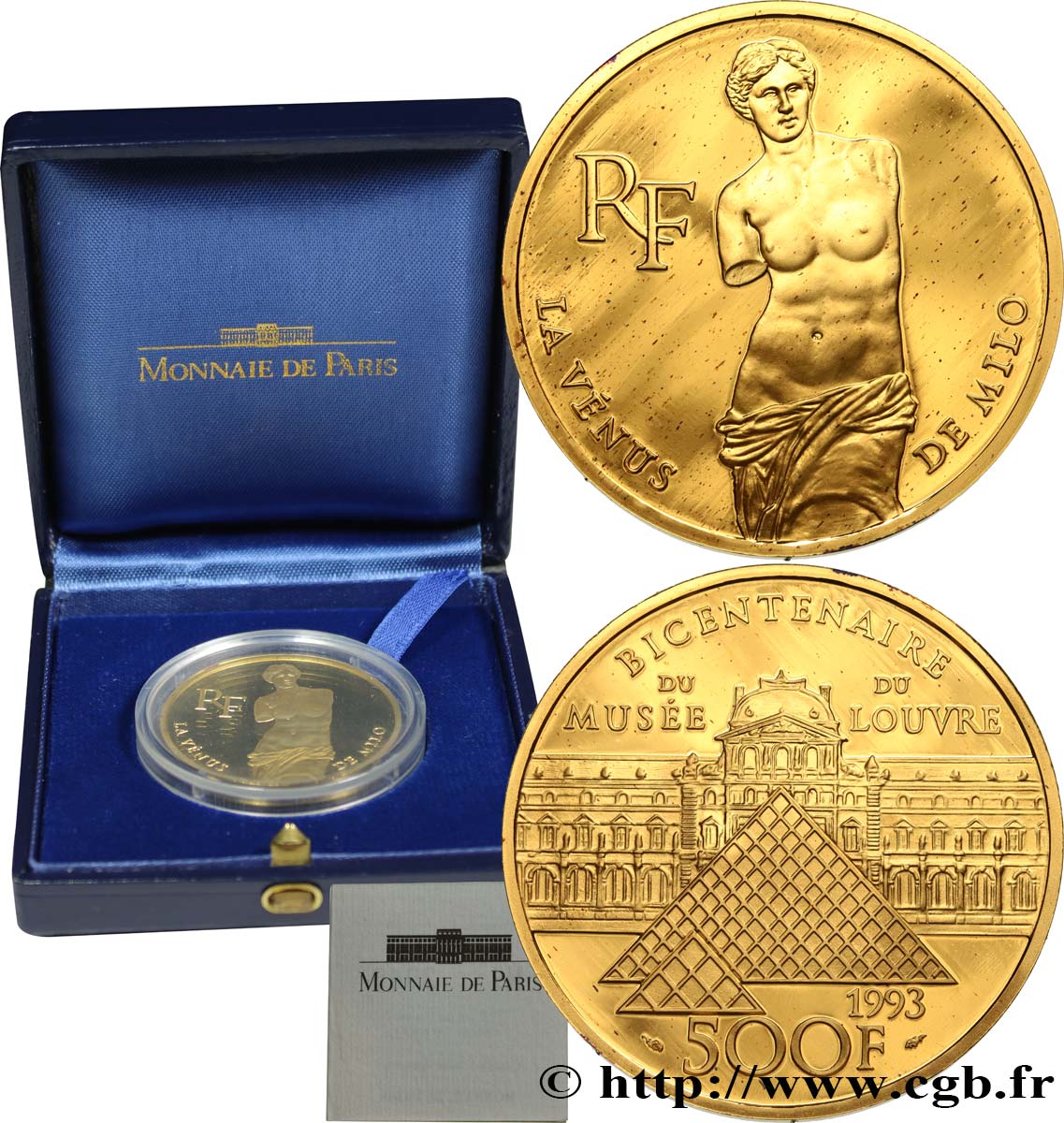 Belle Épreuve Or 500 francs - Vénus de Milo 1993  F.1815 1 MS 