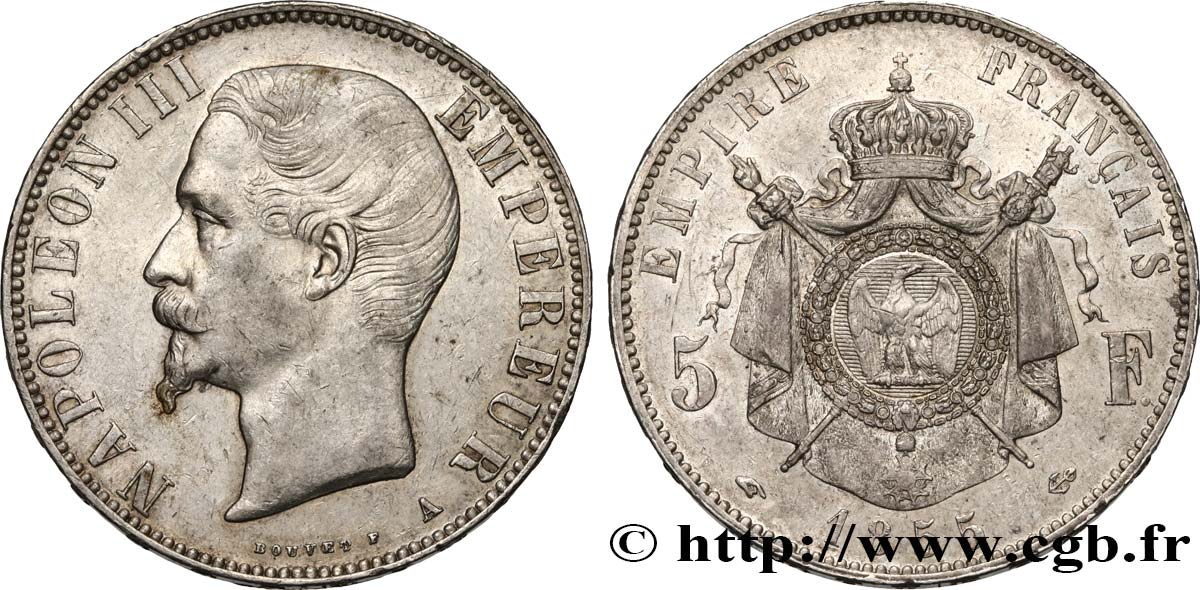 5 francs Napoléon III, tête nue 1855 Paris F.330/3 XF48 