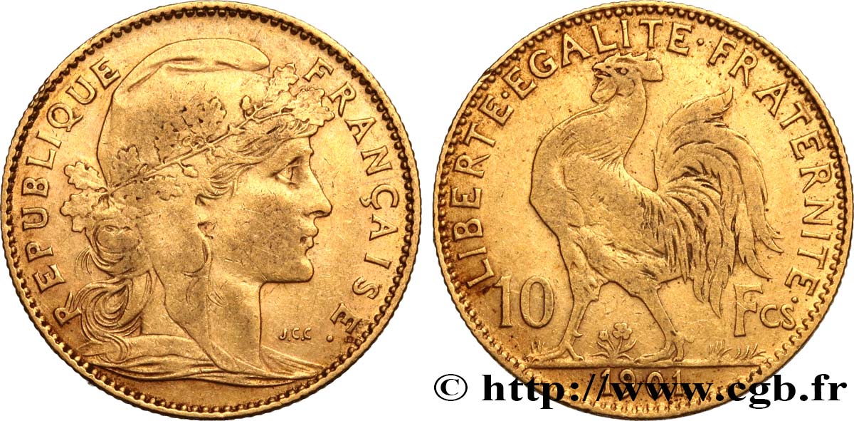 10 francs or Coq 1901 Paris F.509/5 TTB45 