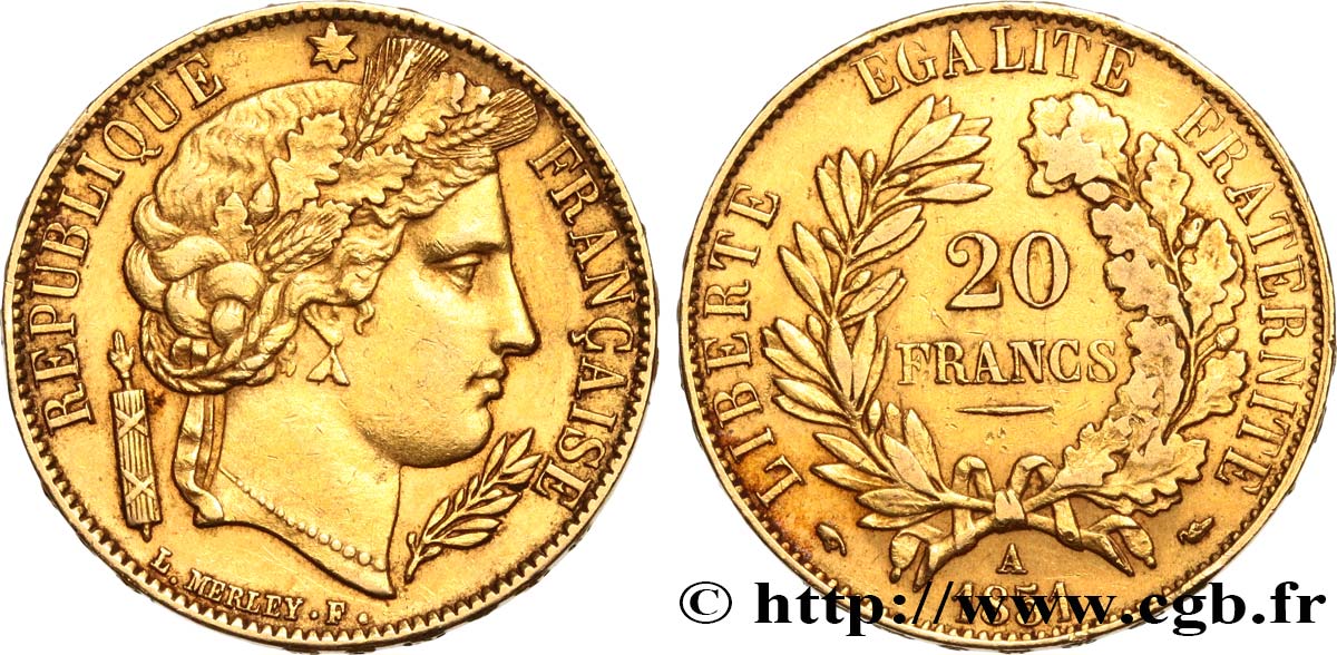 20 francs or Cérès 1851 Paris F.529/4 TTB48 