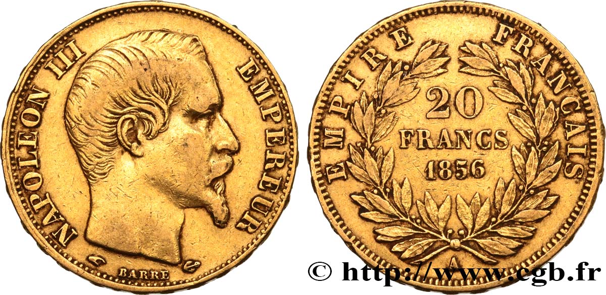 20 francs or Napoléon III, tête nue 1856 Paris F.531/9 S35 