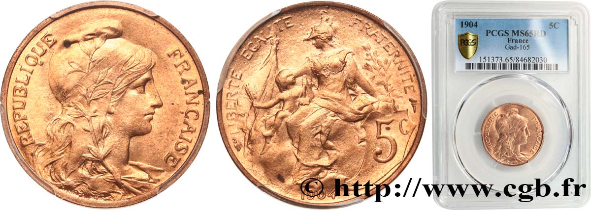 5 centimes Daniel-Dupuis 1904  F.119/14 ST65 PCGS