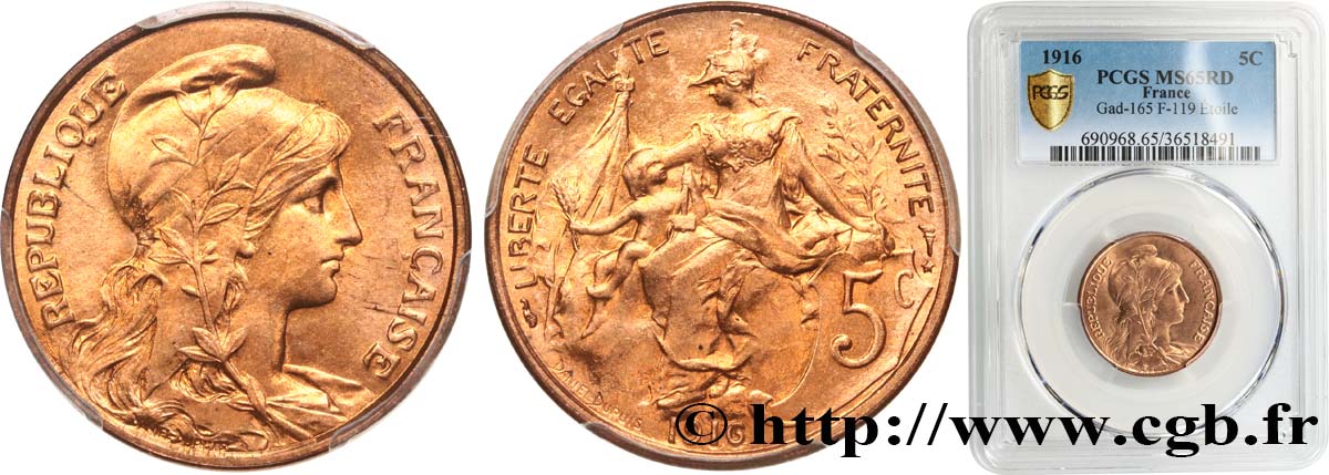 5 centimes Daniel-Dupuis 1916  F.119/29 MS65 PCGS