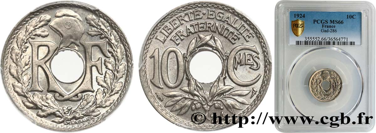 10 centimes Lindauer 1924 Paris F.138/10 FDC66 PCGS
