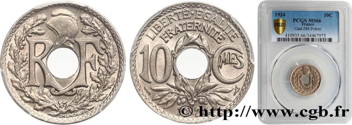 10 centimes Lindauer 1924 Poissy F.138/11 MS66 PCGS
