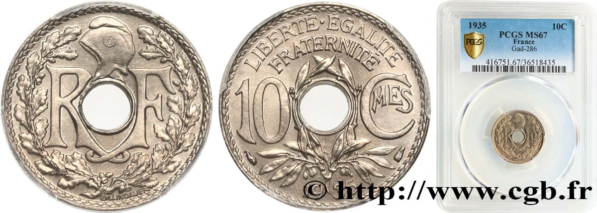 10 centimes Lindauer 1935  F.138/22 FDC67 PCGS
