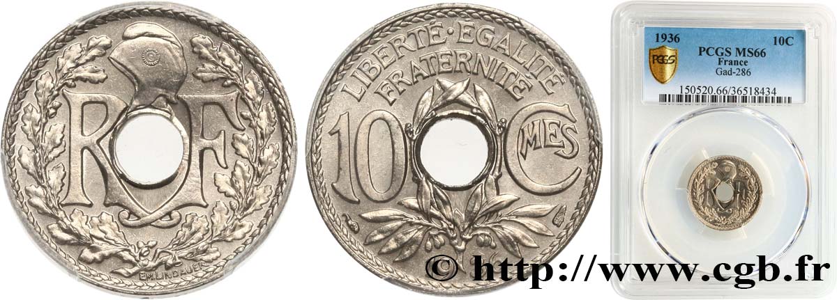 10 centimes Lindauer 1936  F.138/23 FDC66 PCGS