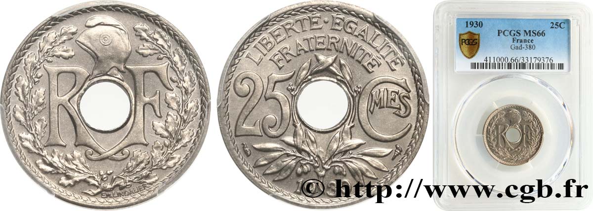 25 centimes Lindauer 1930  F.171/14 FDC66 PCGS