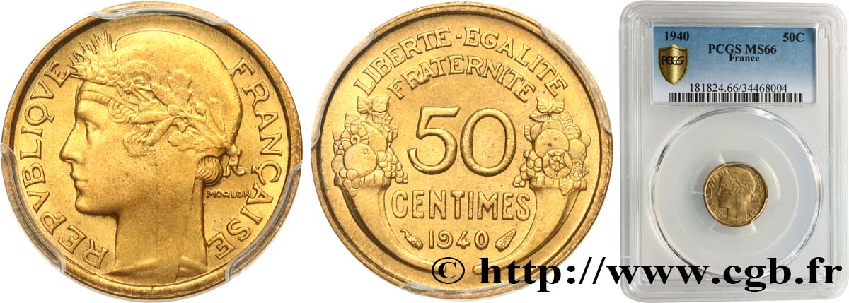 50 centimes Morlon 1940  F.192/17 ST66 PCGS