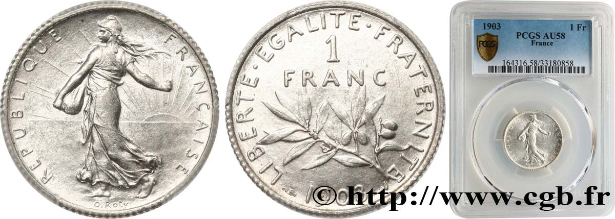1 franc Semeuse 1903  F.217/8 SPL58 PCGS