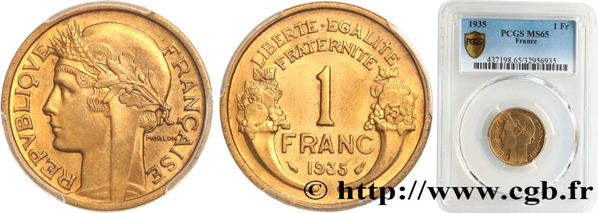 1 franc Morlon 1935 Paris F.219/6 MS65 PCGS