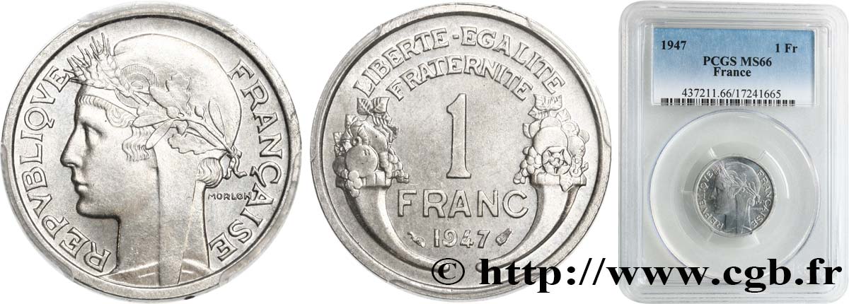 1 franc Morlon, légère 1947  F.221/11 FDC66 PCGS