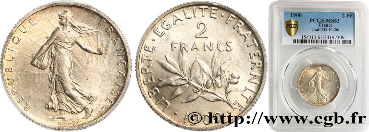 2 francs Semeuse 1900  F.266/4 MS63 PCGS