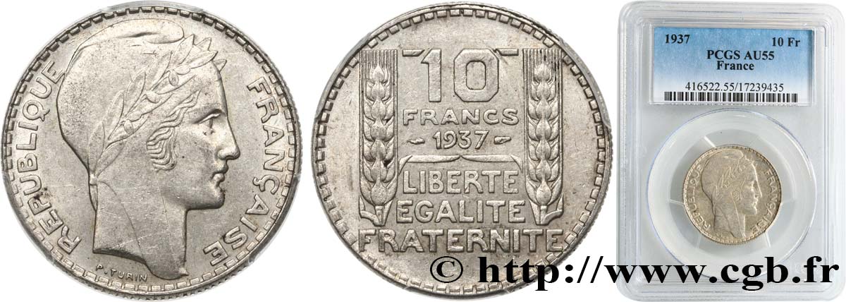 10 francs Turin 1937  F.360/8 AU55 PCGS