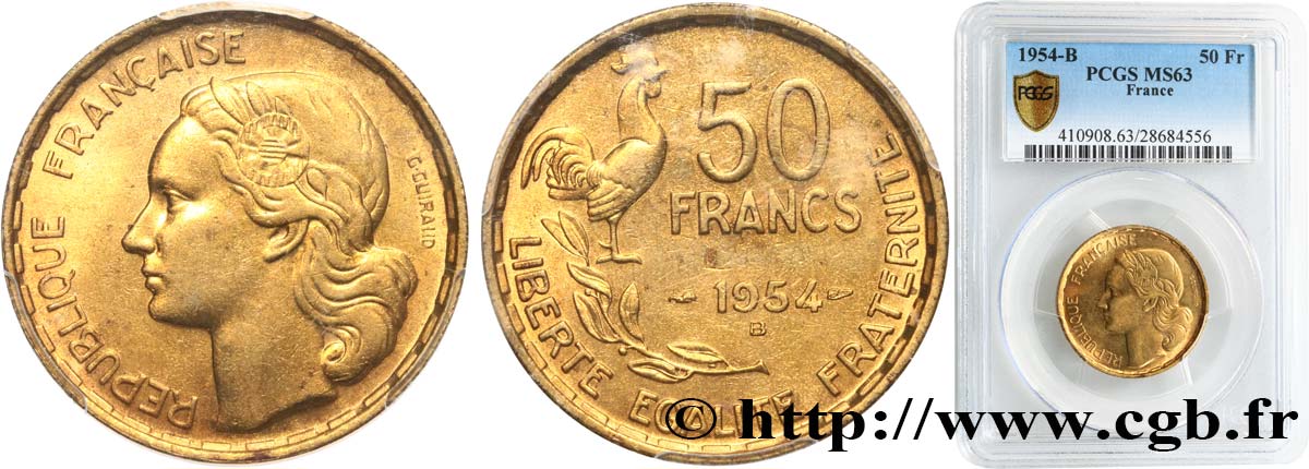 50 francs Guiraud 1954 Beaumont-Le-Roger F.425/13 SC63 PCGS