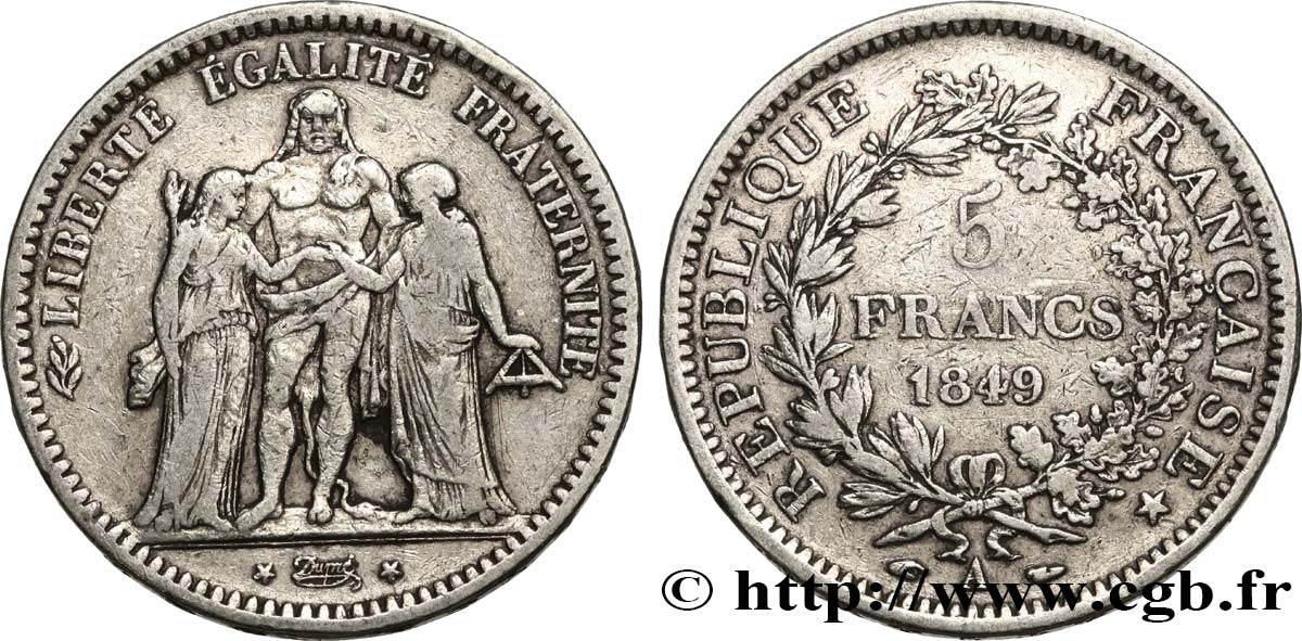 5 francs Hercule, IIe République 1849 Paris F.326/5 BC 