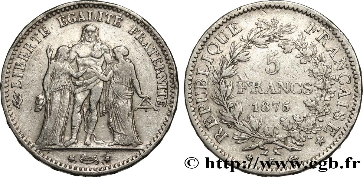 5 francs Hercule 1875 Bordeaux F.334/16 TB 