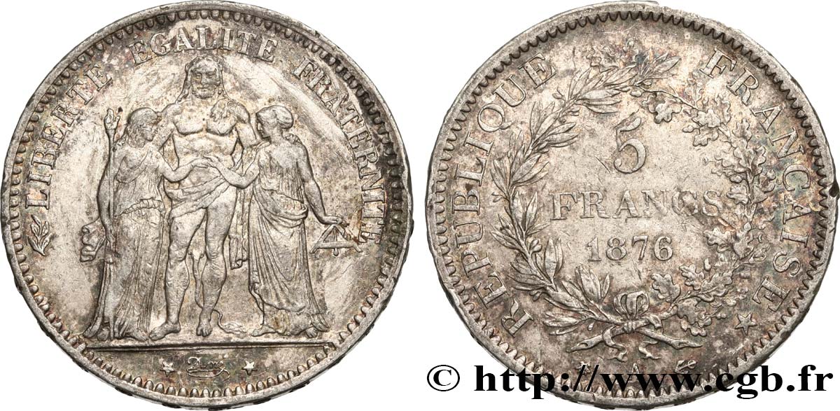 5 francs Hercule 1876 Paris F.334/17 SUP 