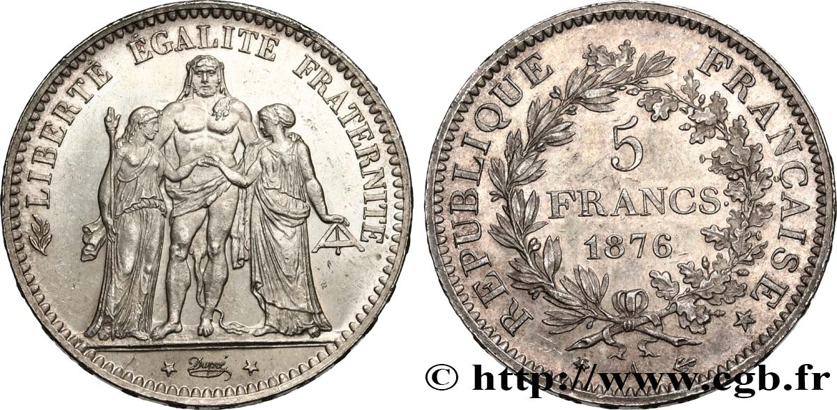 5 francs Hercule 1876 Paris F.334/17 AU 