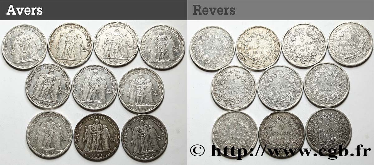 Lot de 10 x 5 francs Hercule n.d. s.l. F.334/- VF/XF 