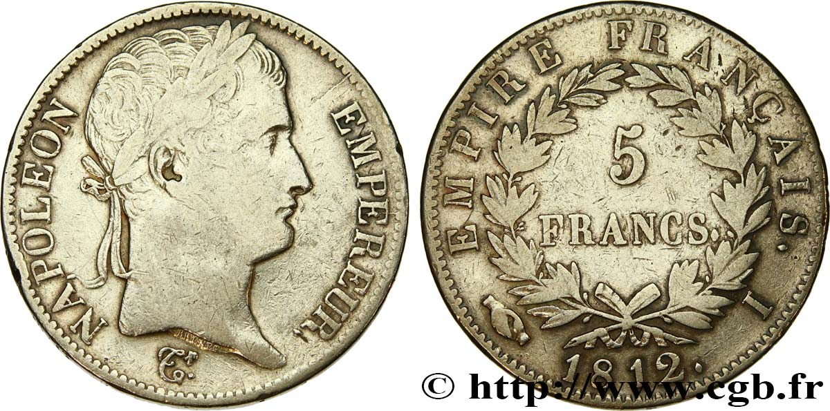 5 francs Napoléon Empereur, Empire français 1812 Limoges F.307/46 BC 