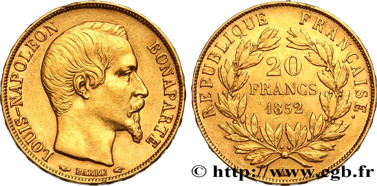 20 francs or Louis-Napoléon 1852 Paris F.530/1 TTB+ 