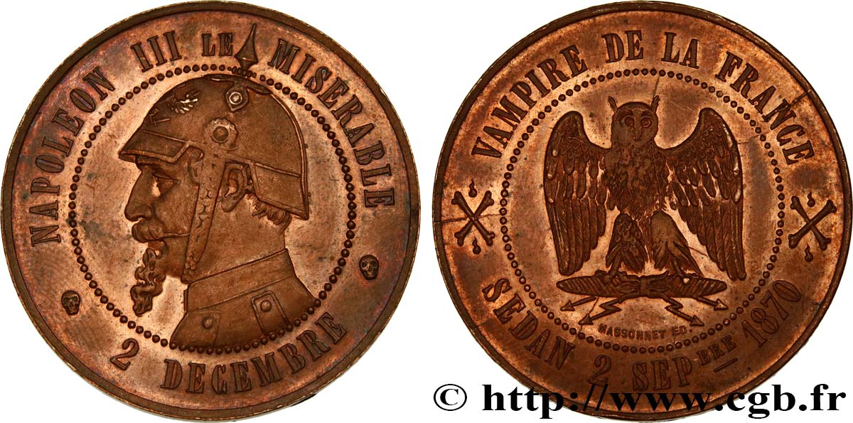 Médaille satirique Cu 32, type F “Au hibou” 1870  Schw.F1a  SS 
