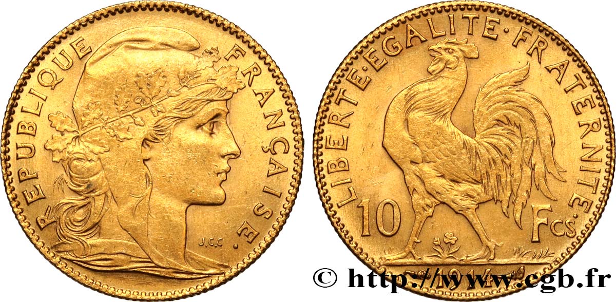 10 francs or Coq 1914 Paris F.509/14 EBC 