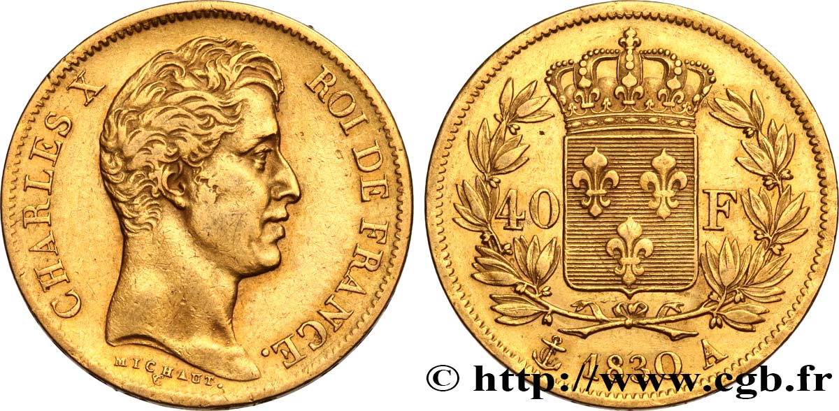 40 francs or Charles X, 2e type 1830 Paris F.544/5 BB45 