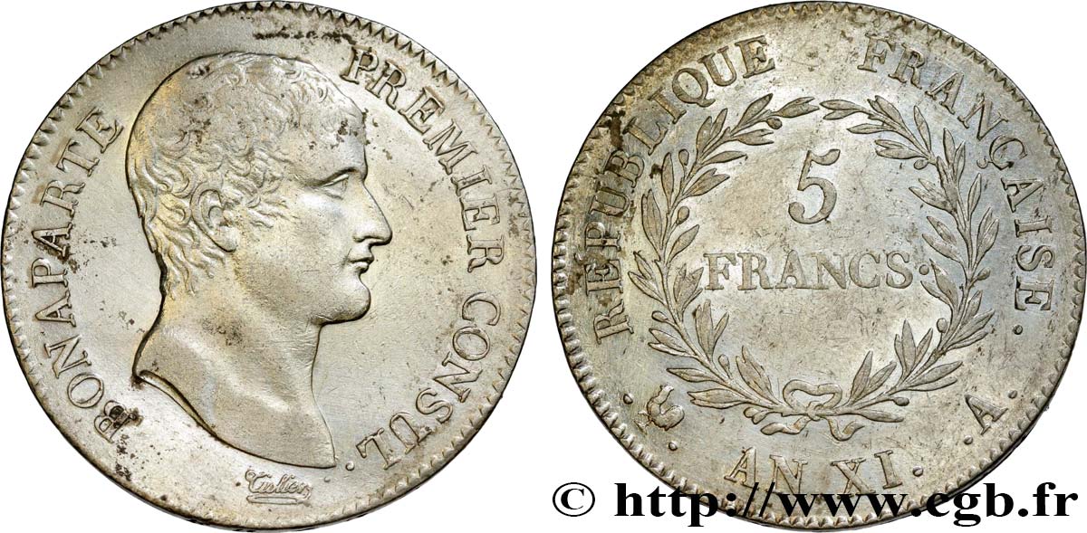 5 francs Bonaparte Premier Consul 1803 Paris F.301/1 q.SPL 