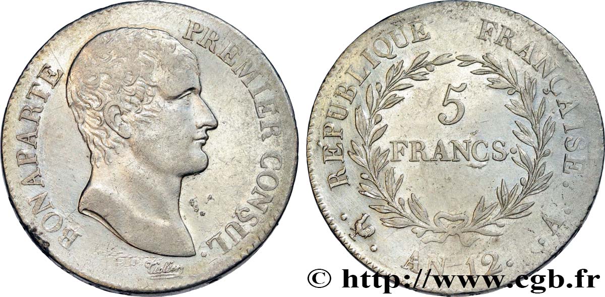 5 francs Bonaparte Premier Consul 1804 Paris F.301/9 MBC+ 
