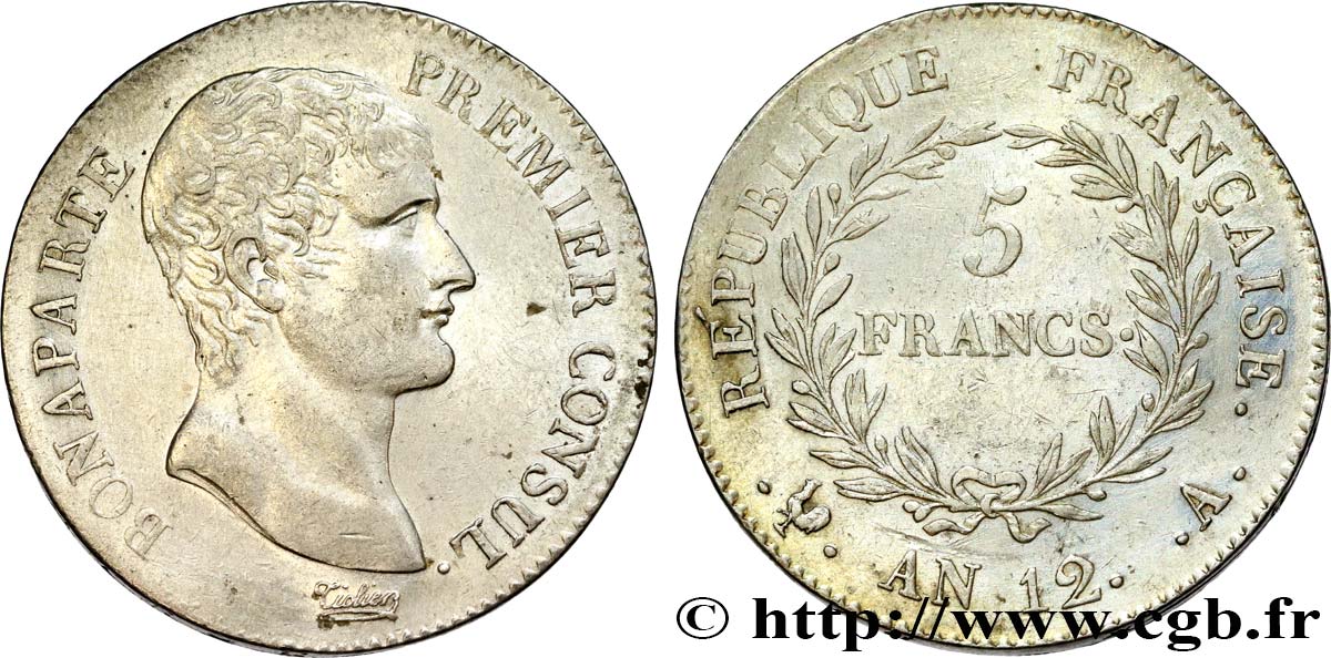 5 francs Bonaparte Premier Consul 1804 Paris F.301/9 EBC 