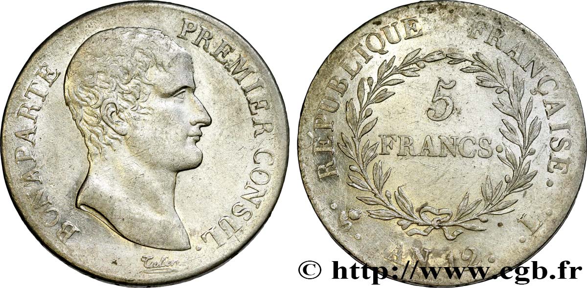 5 francs Bonaparte Premier Consul 1804 Bayonne F.301/18 MBC 