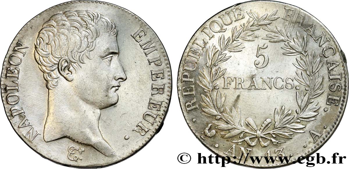 5 francs Napoléon Empereur, Calendrier révolutionnaire 1805 Paris F.303/2 q.SPL 