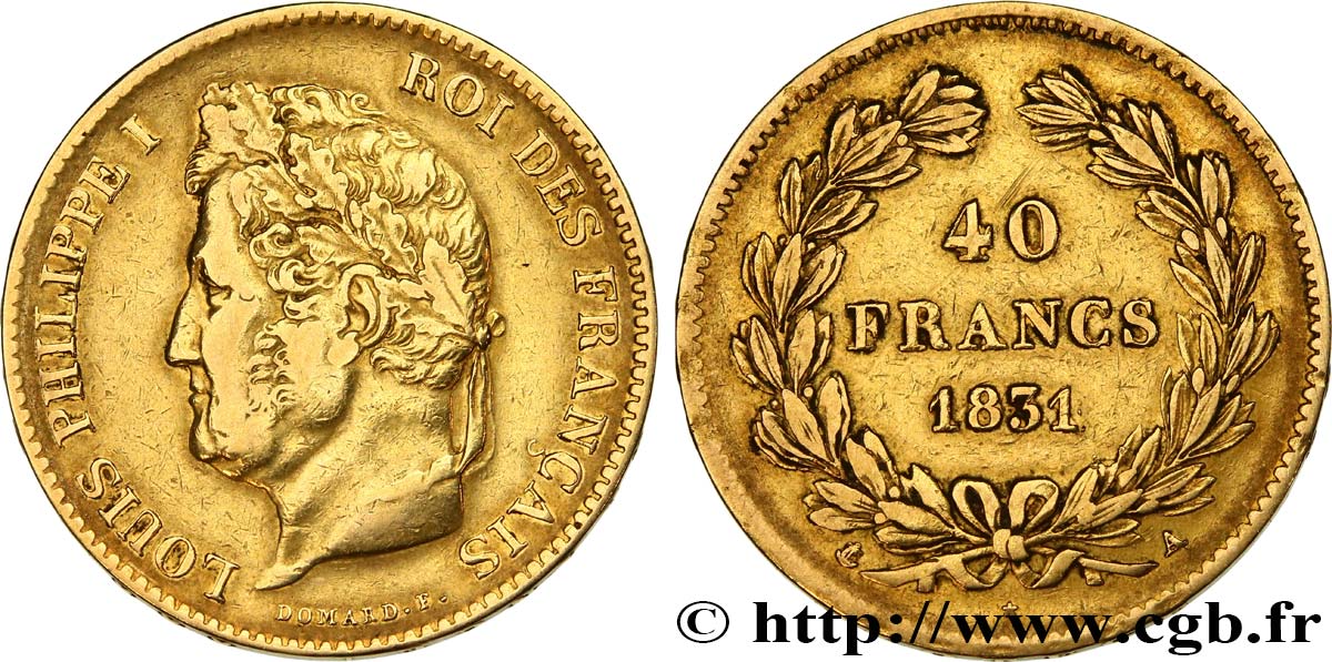 40 francs or Louis-Philippe 1831 Paris F.546/1 TB+ 