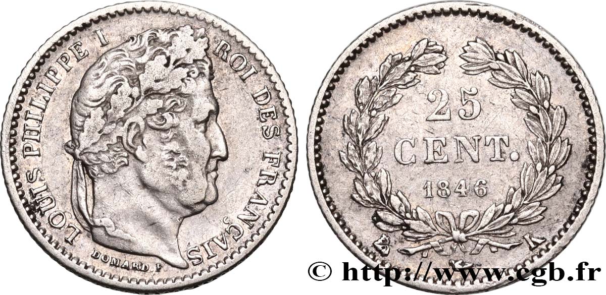 25 centimes Louis-Philippe 1846 Bordeaux F.167/7 VF35 