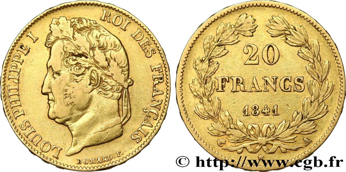 20 francs or Louis-Philippe, Domard 1841 Paris F.527/25 BB40 