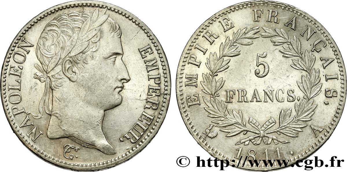 5 francs Napoléon Empereur, Empire français 1811 Paris F.307/27 EBC 