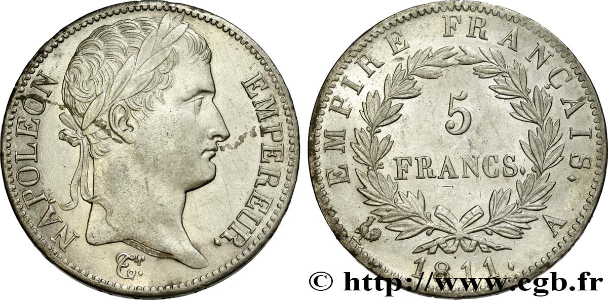 5 francs Napoléon Empereur, Empire français 1811 Paris F.307/27 SPL 