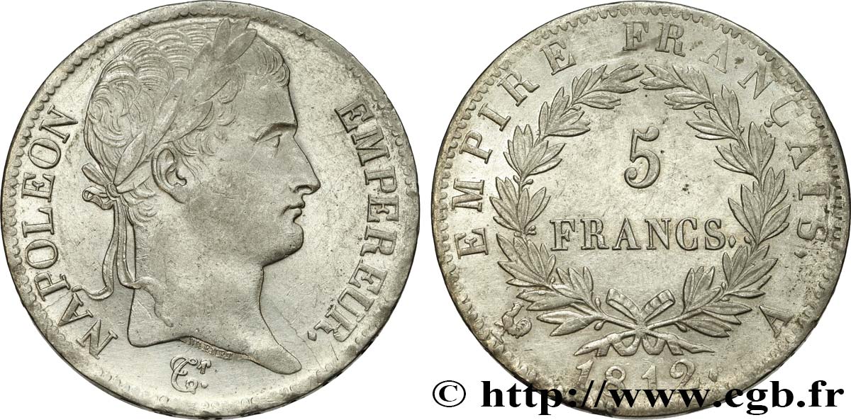 5 francs Napoléon Empereur, Empire français 1812 Paris F.307/41 VZ 