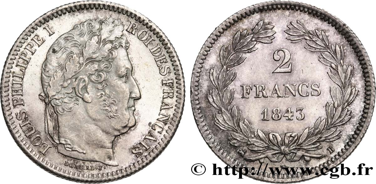 2 francs Louis-Philippe 1843 Rouen F.260/93 MS62 