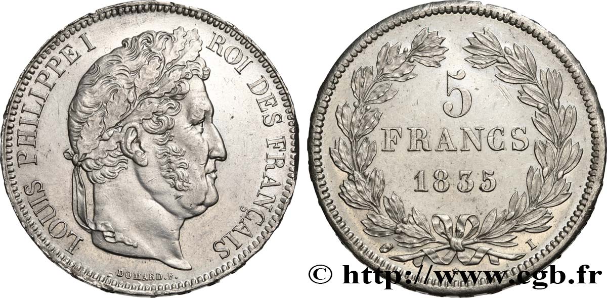 5 francs IIe type Domard 1835 Limoges F.324/47 EBC 