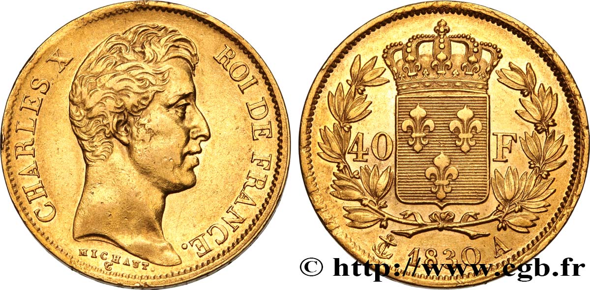 40 francs or Charles X, 2e type 1830 Paris F.544/5 SS52 