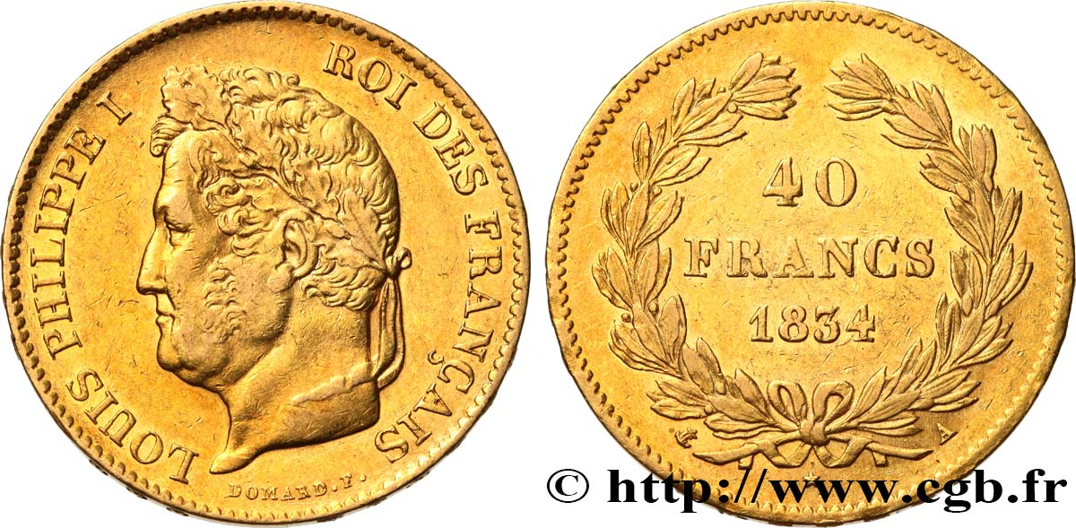 40 francs or Louis-Philippe 1834 Paris F.546/6 TTB50 