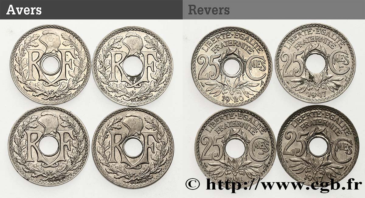 Lot de quatre pièces de 25 centimes Lindauer n.d.  F.170/4 AU/MS 