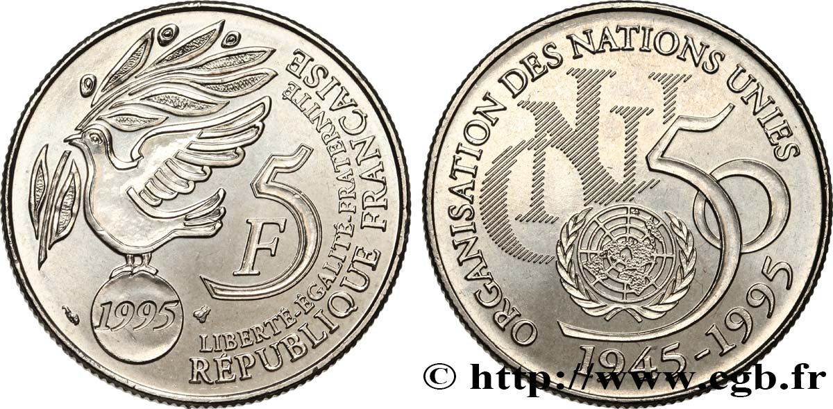 5 francs Cinquantenaire de l’ONU 1995 Pessac F.345/1 SC63 